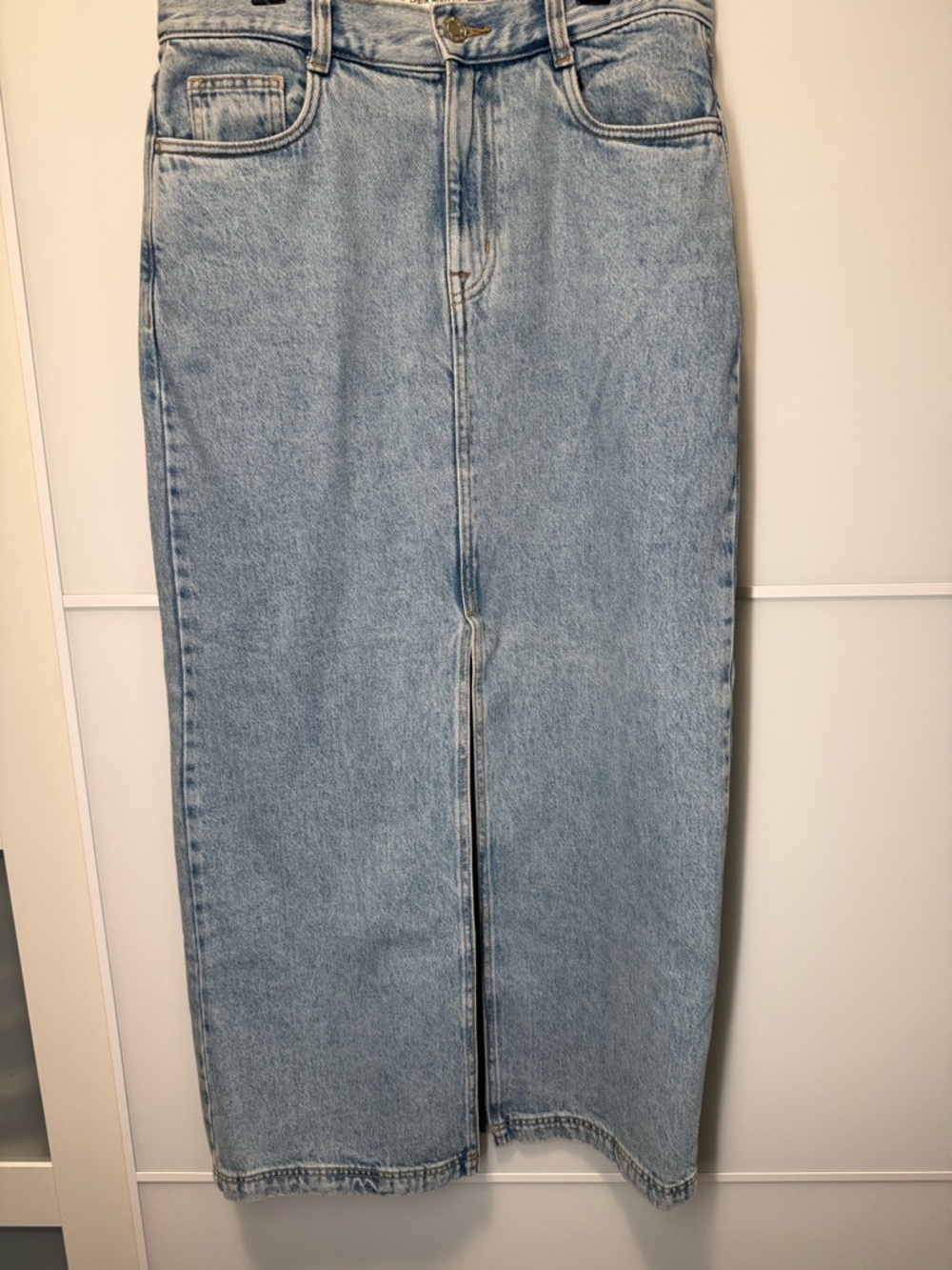 Frank & Oak Light Blue Straight-Leg Denim Skirt